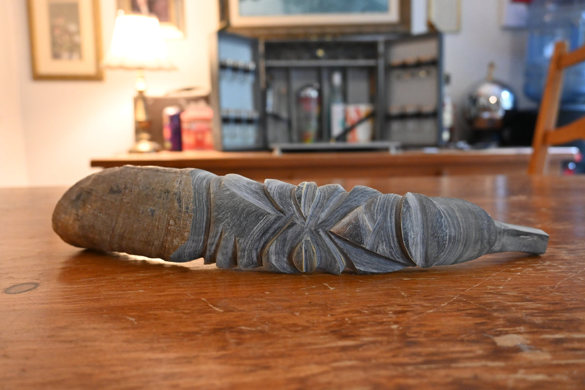 Vintage Hand-Carved African Horn Sculpture