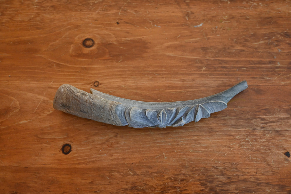 Vintage Hand-Carved African Horn Sculpture