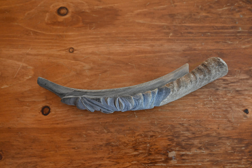 Vintage Hand-Carved African Horn Sculpture