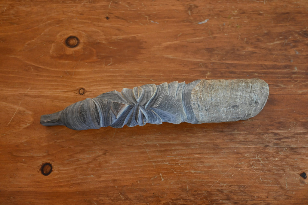 Vintage Hand-Carved African Horn Sculpture
