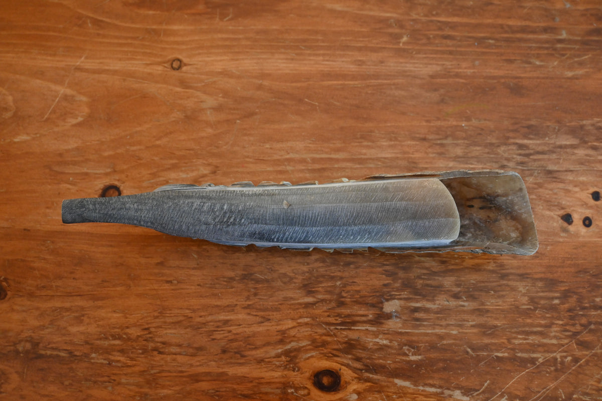 Vintage Hand-Carved African Horn Sculpture