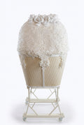 Antique 1960 Wicker Baby Cradle with Flowers